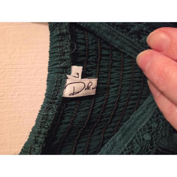 Women's Dark Green Maxi Dress with Lace Bodice - Picture 4 of 10